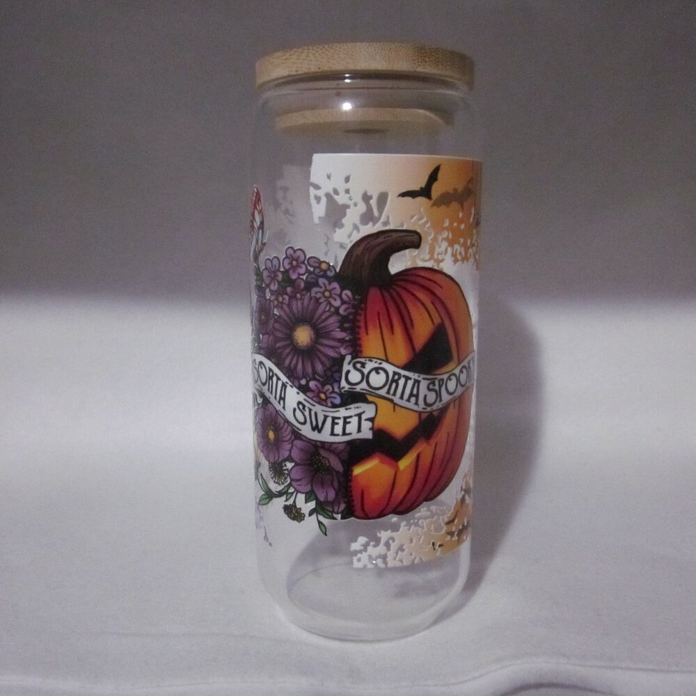 Sweet and Spooky Glass Can Cup.
